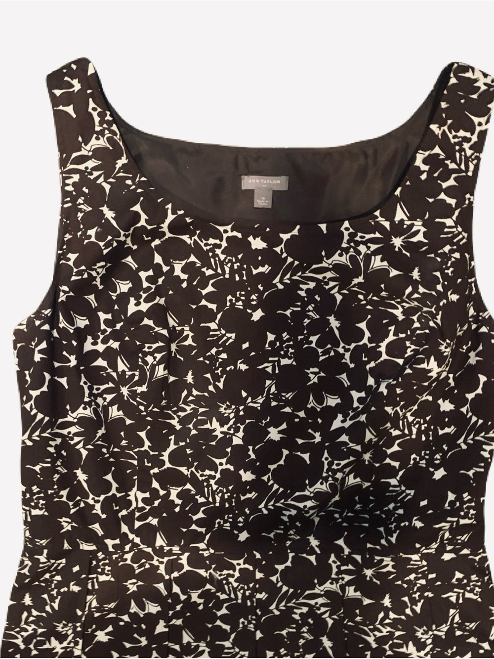 Ann Taylor Brown and White Floral Midi Dress